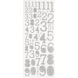 Focus Glitterstickers Silver Numbers