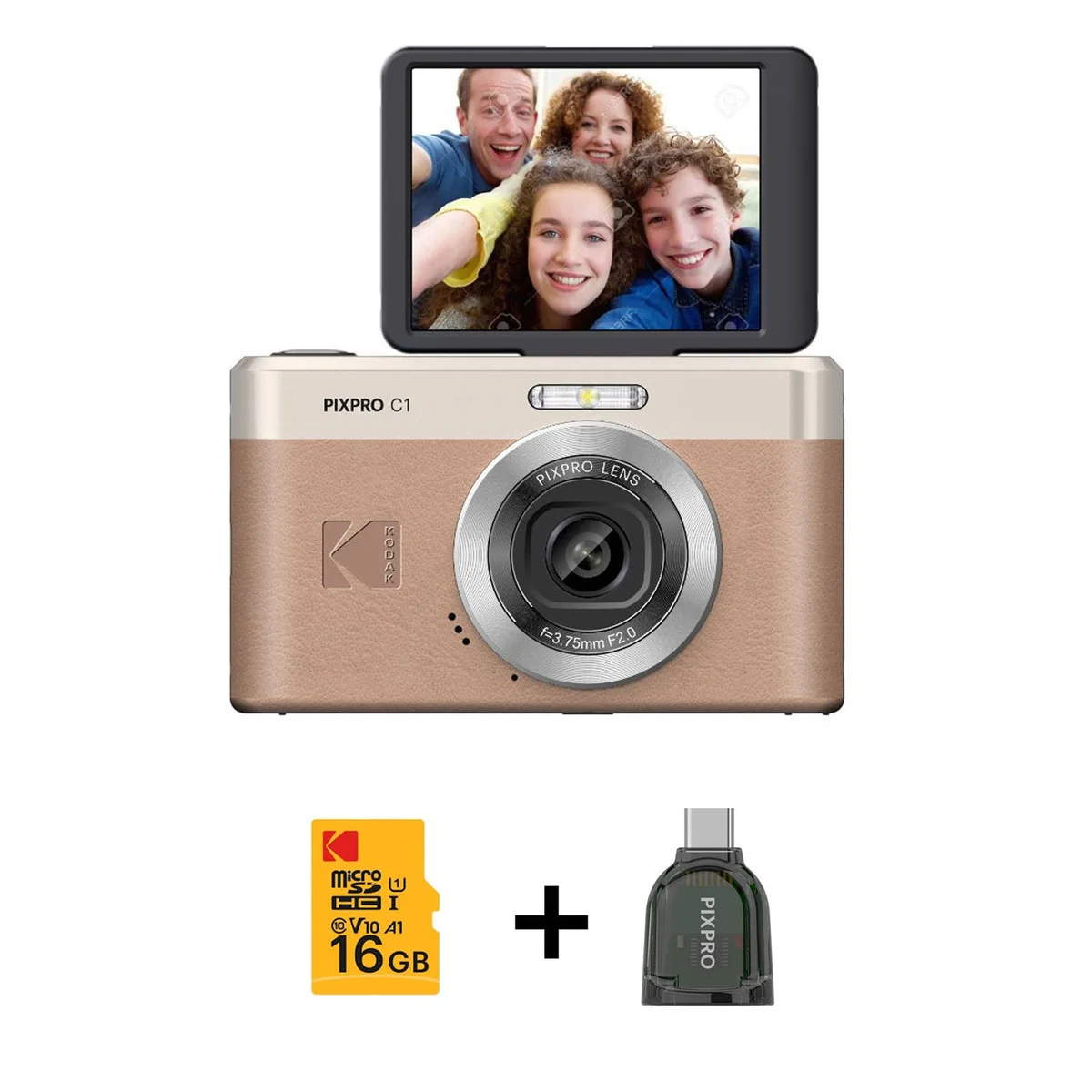 KODAK Digitalkamera Pixpro C1 CMOS 4x 13MP Paket Brun